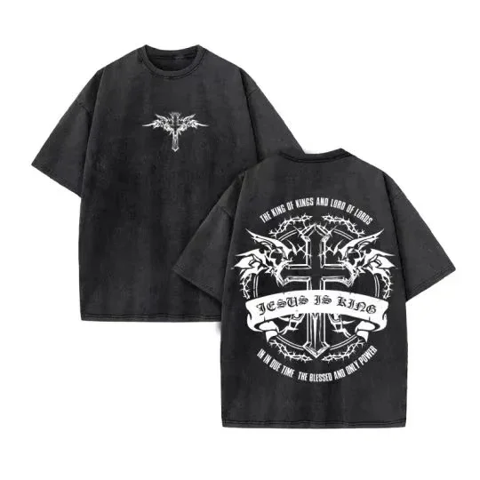 25 Men's Washed T Shirt Christian Summer Loose Version Casual T Shirt Cotton Christian Vintage T Shirt Y2K Harajuku Style Unisex
