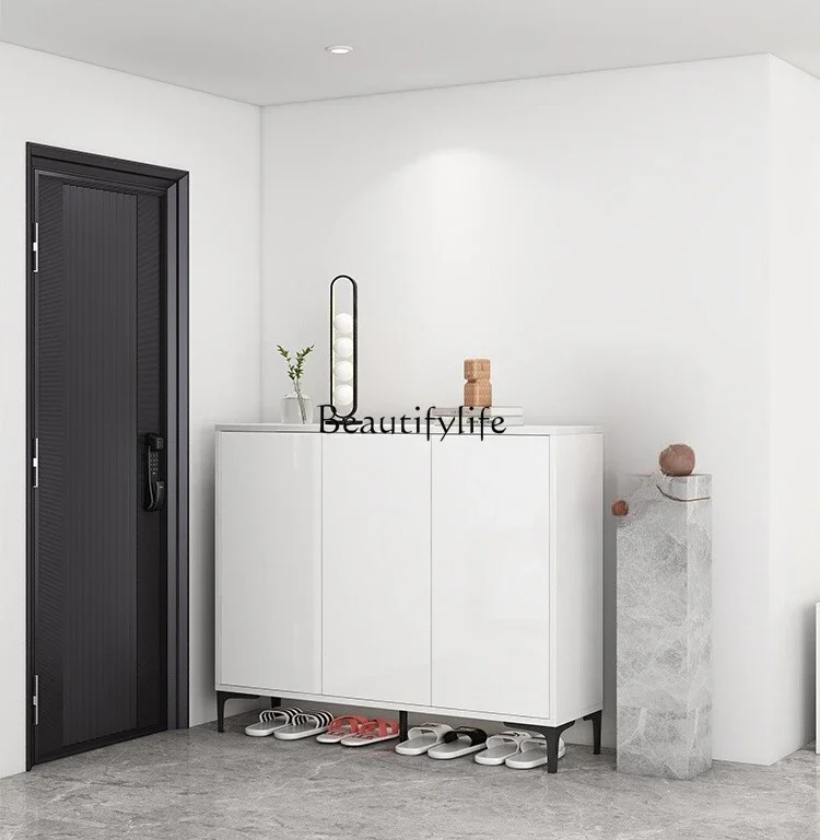 

1LNordic shoe cabinet home modern simple small apartment minimalist storage solid wood locker