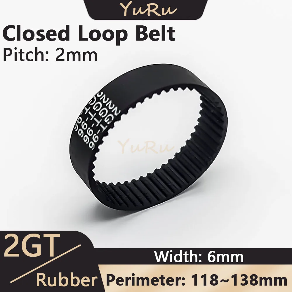 

2GT 2MGT Closed Loop Belt Width 6mm Perimeter 118 120 122 124 126 128 130 132 134 136 138mm Rubber Timing Belt Synchronous Belt