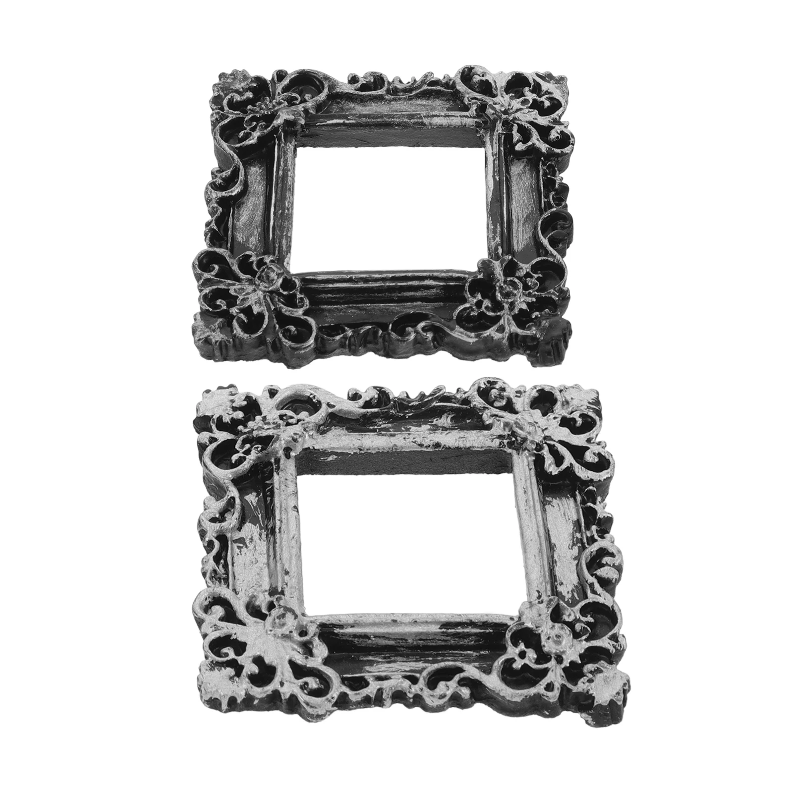 

2 Pcs Mini Photo House Dollhouse Picture Cute Resin Decorative