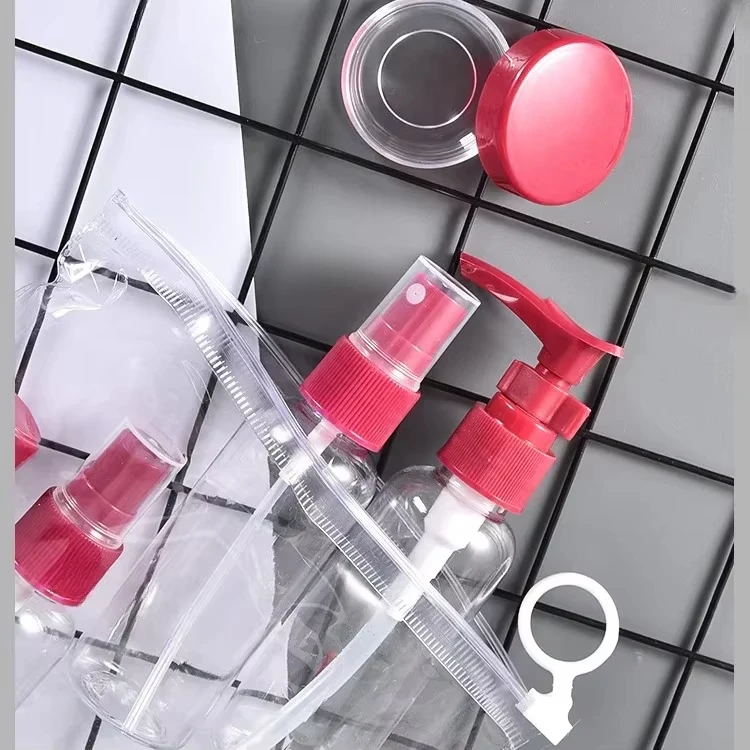 Juego de embotellado de viaje, botella pulverizadora, lata pulverizadora, cosméticos, botella pulverizadora de viaje, botella tipo prensa, loción en aerosol recargable