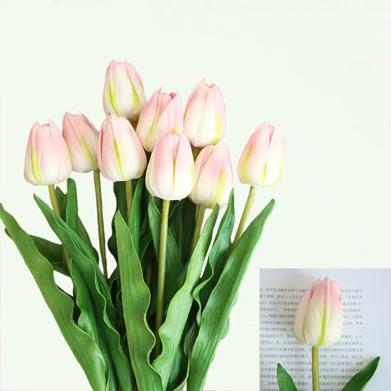 10 Pcs Artificial PU Tulip Flowers Tulips Real Touch Fake Flowers for Wedding Decor Bridal Bouquet Party Table Home Accessories