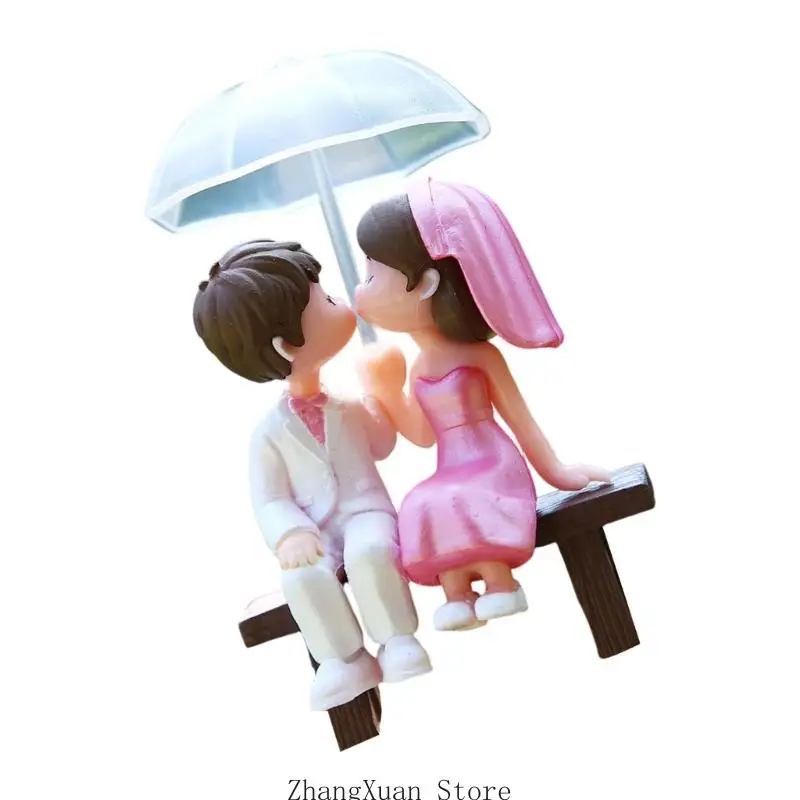 Regenschirm Paar Modell Statue PVC Figur für Schreibtisch Dekoration Kuchen für Hochzeit und Verlobung Party 3XUF – Detail 3