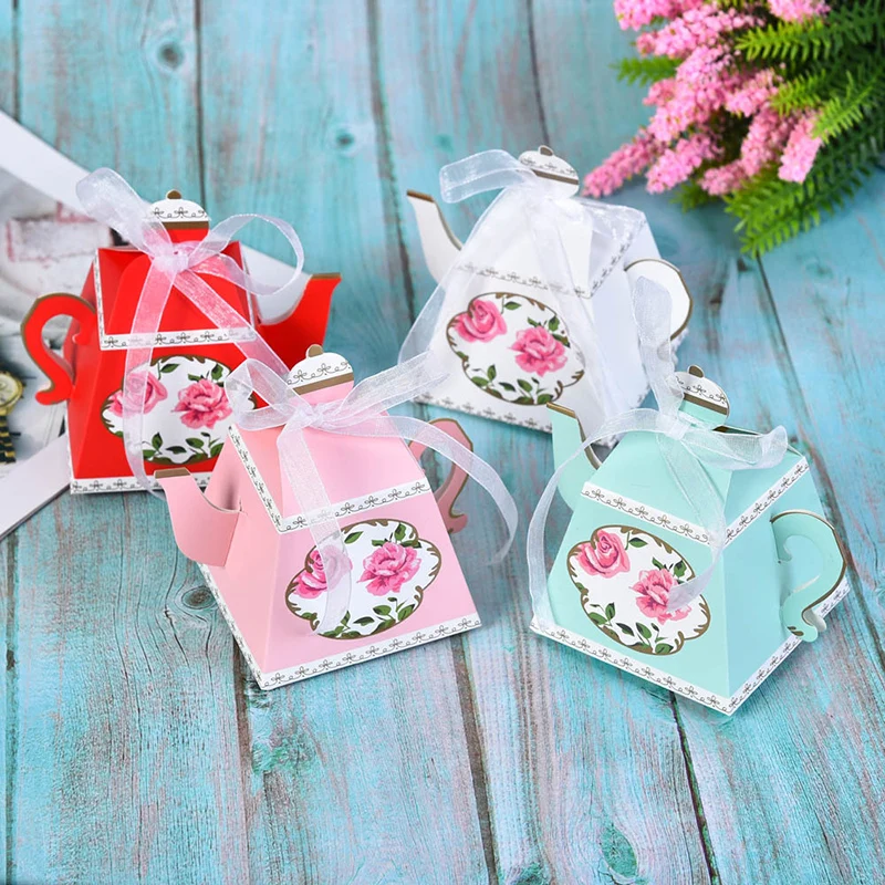 10/20Pcs Teekanne Geschenk Boxen Nette Cookie Candy Box Mini Papier Präsentieren Taschen Hochzeit Braut Geburtstag Weihnachten decor Party Liefert – Detail 1