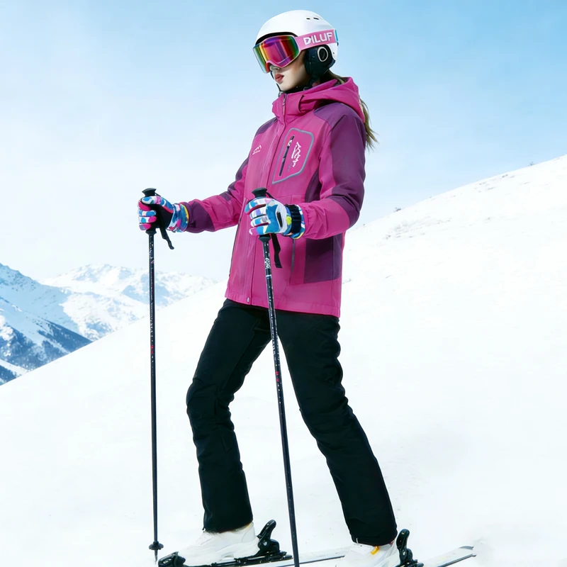 

Women's Ski Suit Warm Waterproof Winter Outdoor Sports Snow 2 in 1 Jackets and Pants Female Hot Ski Equipment Snowboard Jacket