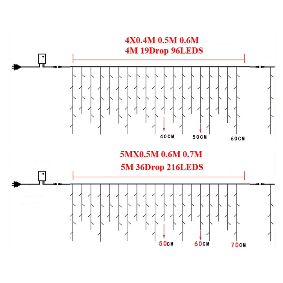 4-30M Icicle Light คริสต์มาส Fairy แขวนหน้าต่างม่านแสงงานแต่งงานกลางแจ้ง icicle Garland Light Party Garden Decor