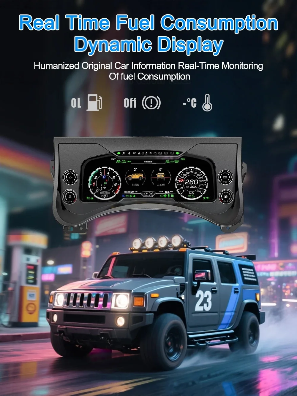 

12,3-дюймовый Smart для Hummer H2 2003-2009, автомобильный ЖК-дисплей, цифровой кластер, приборная панель, виртуальный прибор для кабины, автоматический измеритель скорости, экран Ai