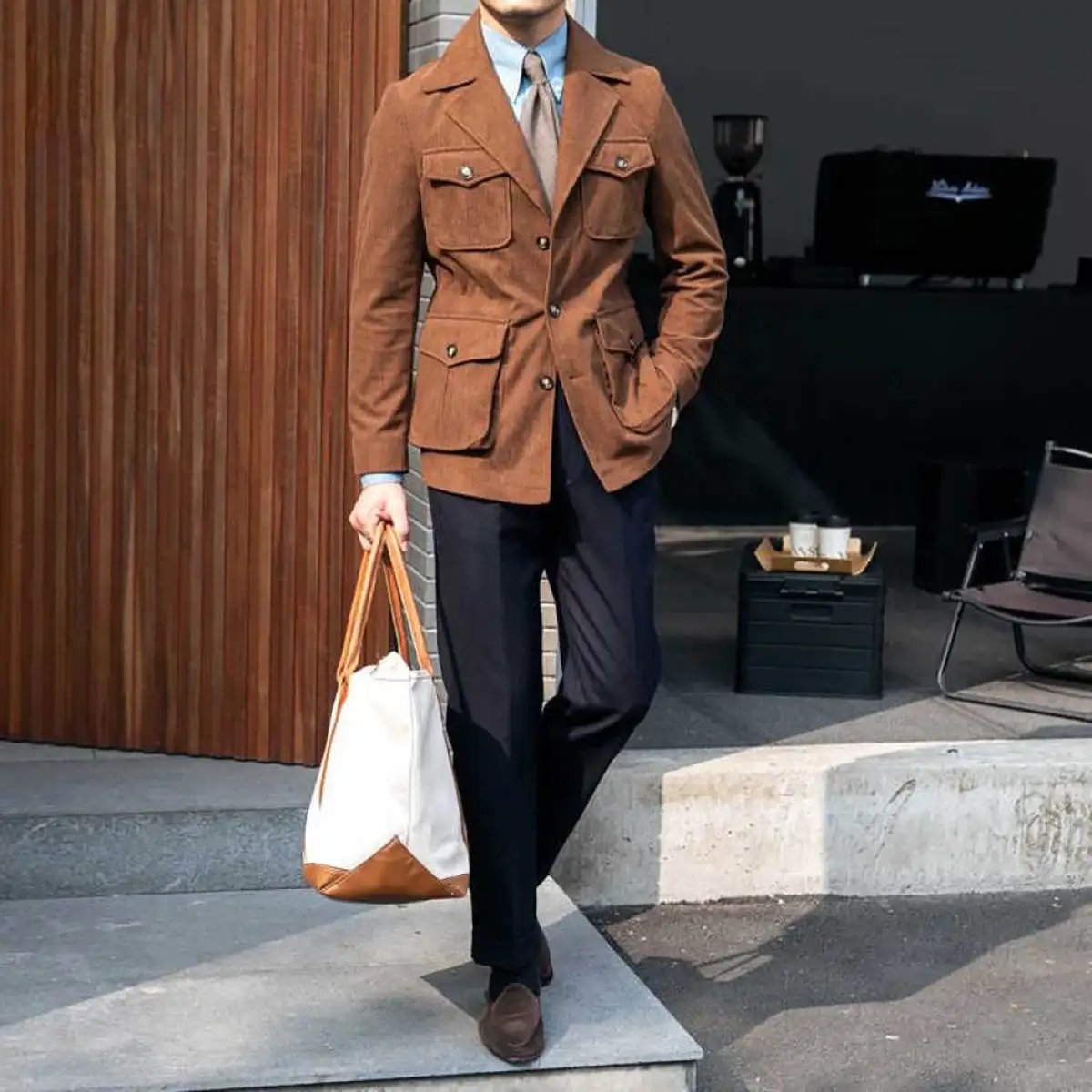 New Arrival Vintage Street Outwear Winter Thick Casual Suit Jacket Single Breasted Men\'s Suits Tweed Business Blazer Customized