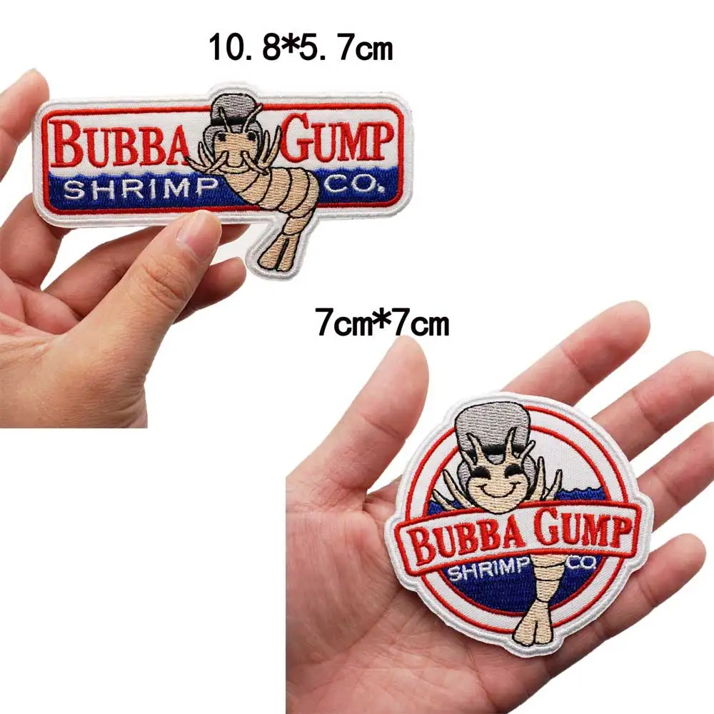 Bubba Gump Shrimp Co.- The Peak Embroidered Patches Applique Sewing Label punk biker Band Rock Clothes Badges with hook backing