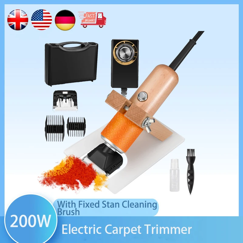 Electric Carpet Trimmer with Fixed Stand, Tuft Gun Scissors, Cleaning Brush, Adjustable Speed Pet Scissors for Rug, DIY