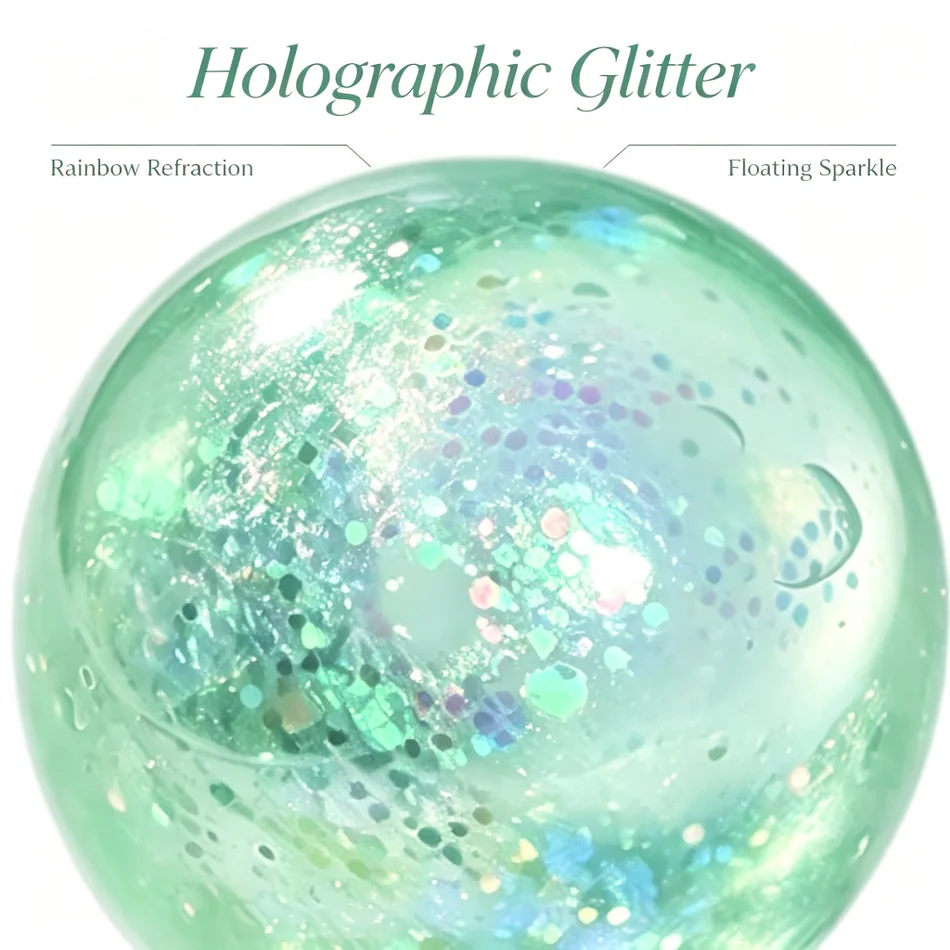 Crystal Holographic Glitter Squishy Ball Pinchable Soft Squeeze Fidget Toy Sensory Slow Rebound Stress Relief Shiny Gift
