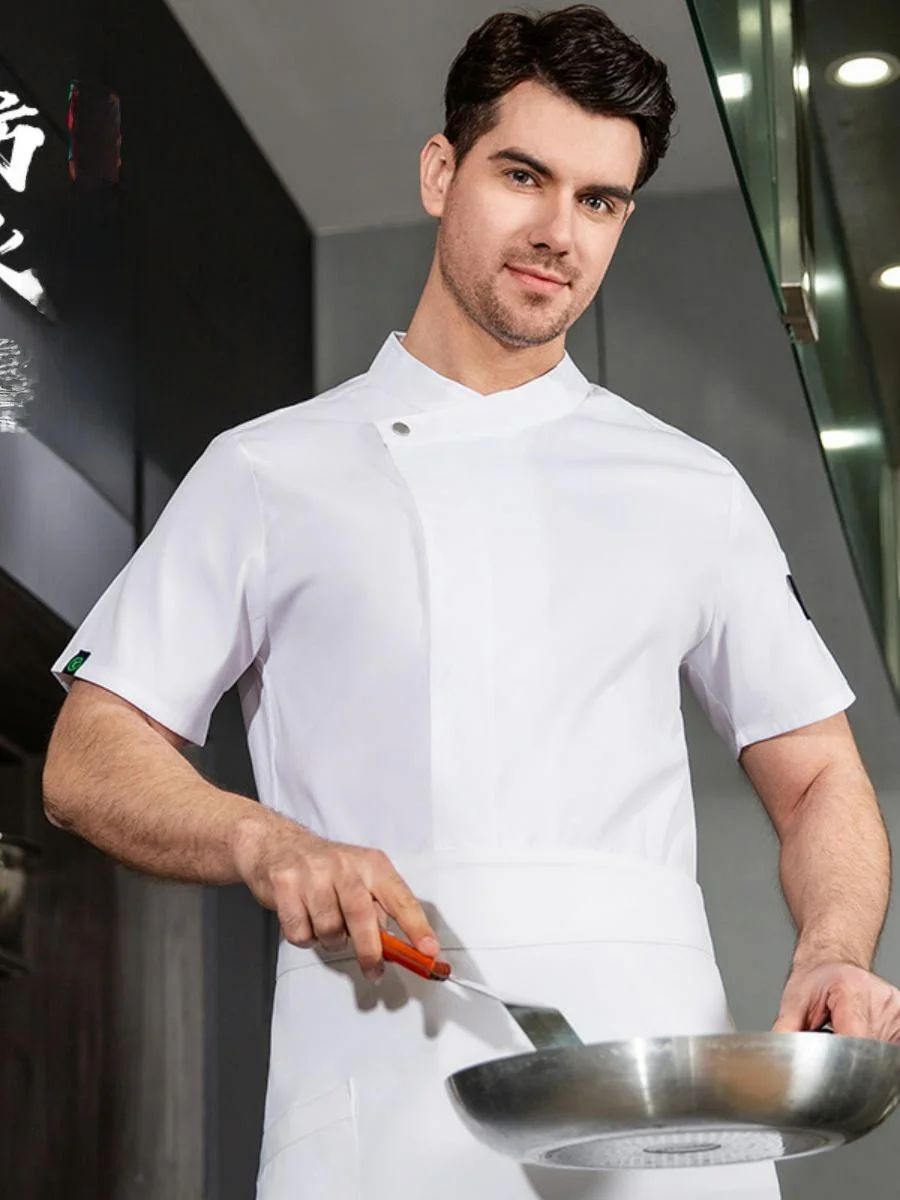 

Lightweight ort Sve Chef orm Men's Breathable Workwear Summer Thin Chef Outfit Kitchen Apparel Moisture ng