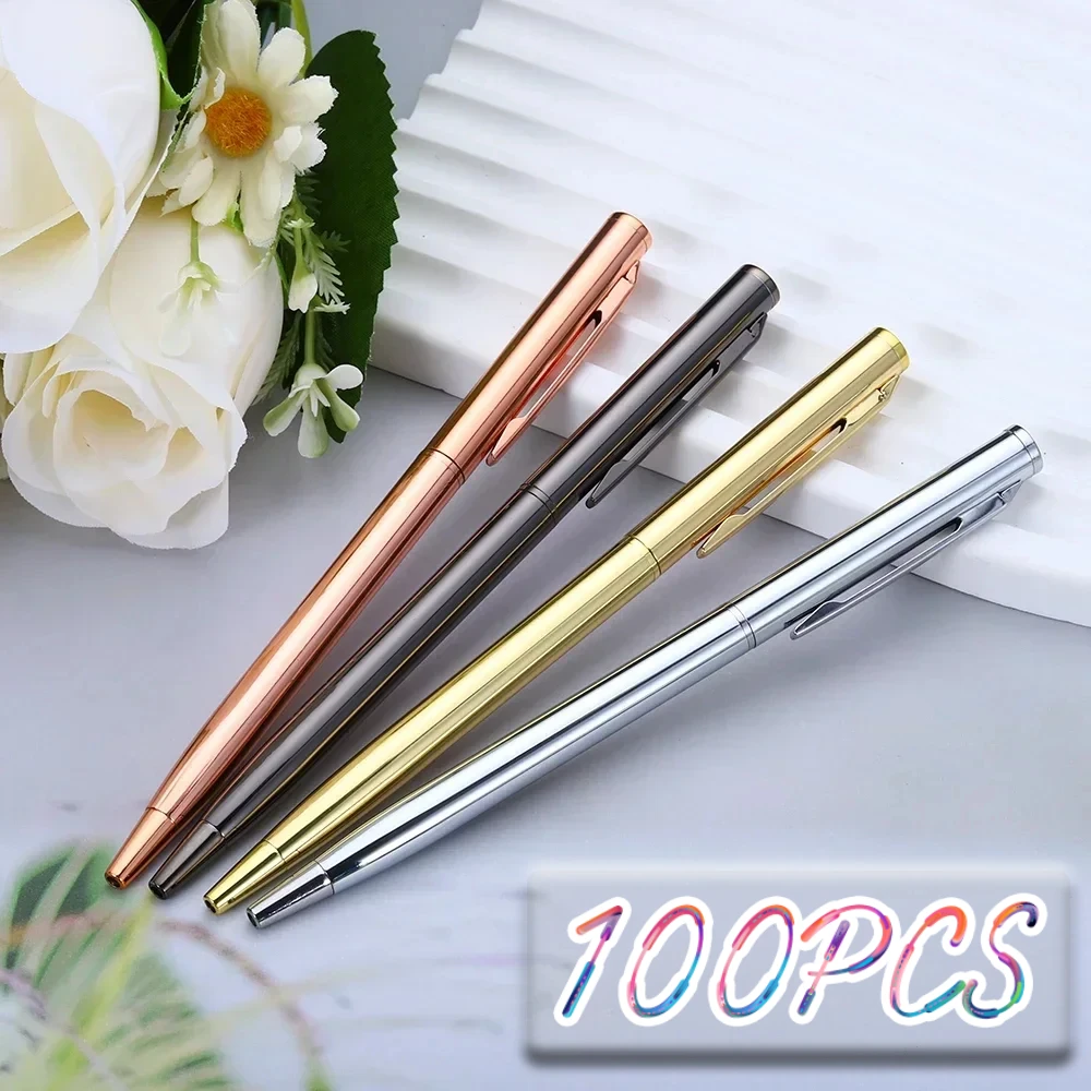 

100pcs High Quality Business Office School Office Stationery Ballpoint Pen New Gold Pen Financial Ball Point Pens Wholesale