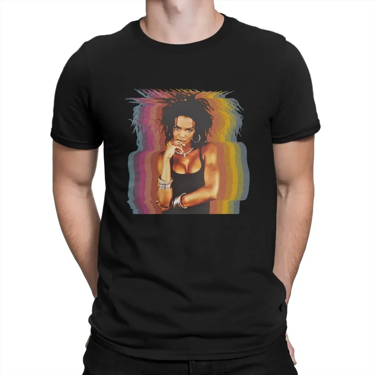 Fugees Lauryn Hill Ghosting T-Shirts for Men American Hip Hop Music Unique Cotton Tee Shirt Crewneck Short Sleeve T Shirts