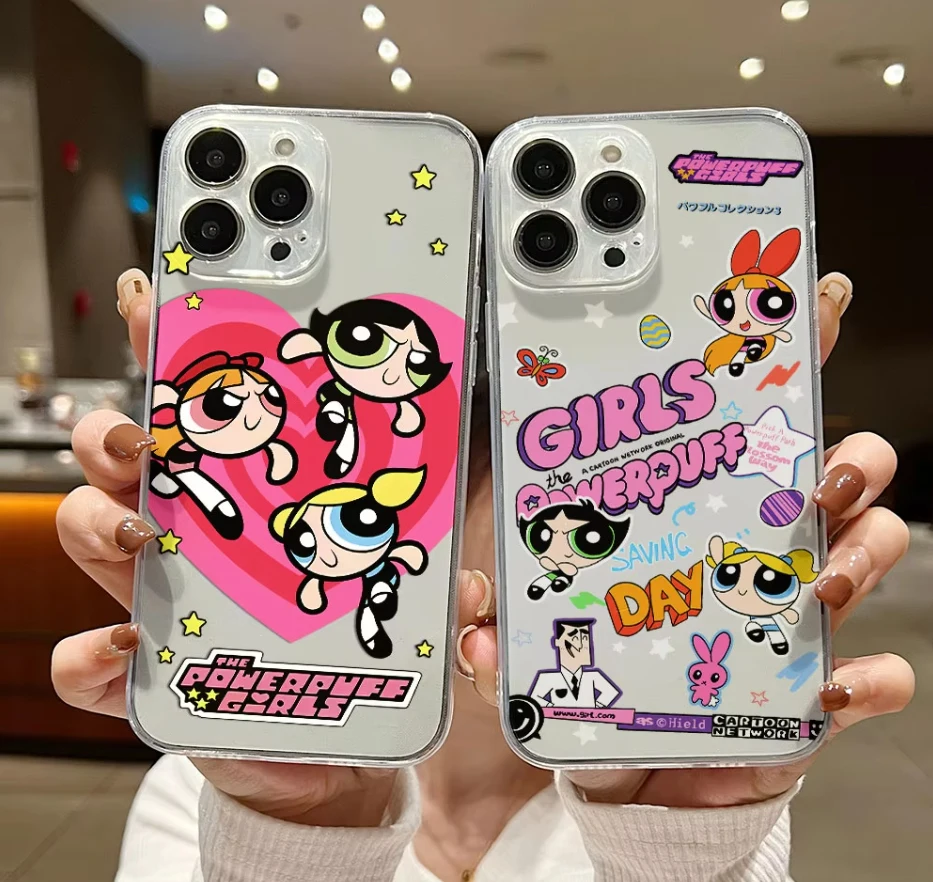 Powerpuff Girls Soft Silicone Case for iPhone 15 14 Plus 13 12 11 X XS XR Pro Max Mini 8 7 6 6S Plus