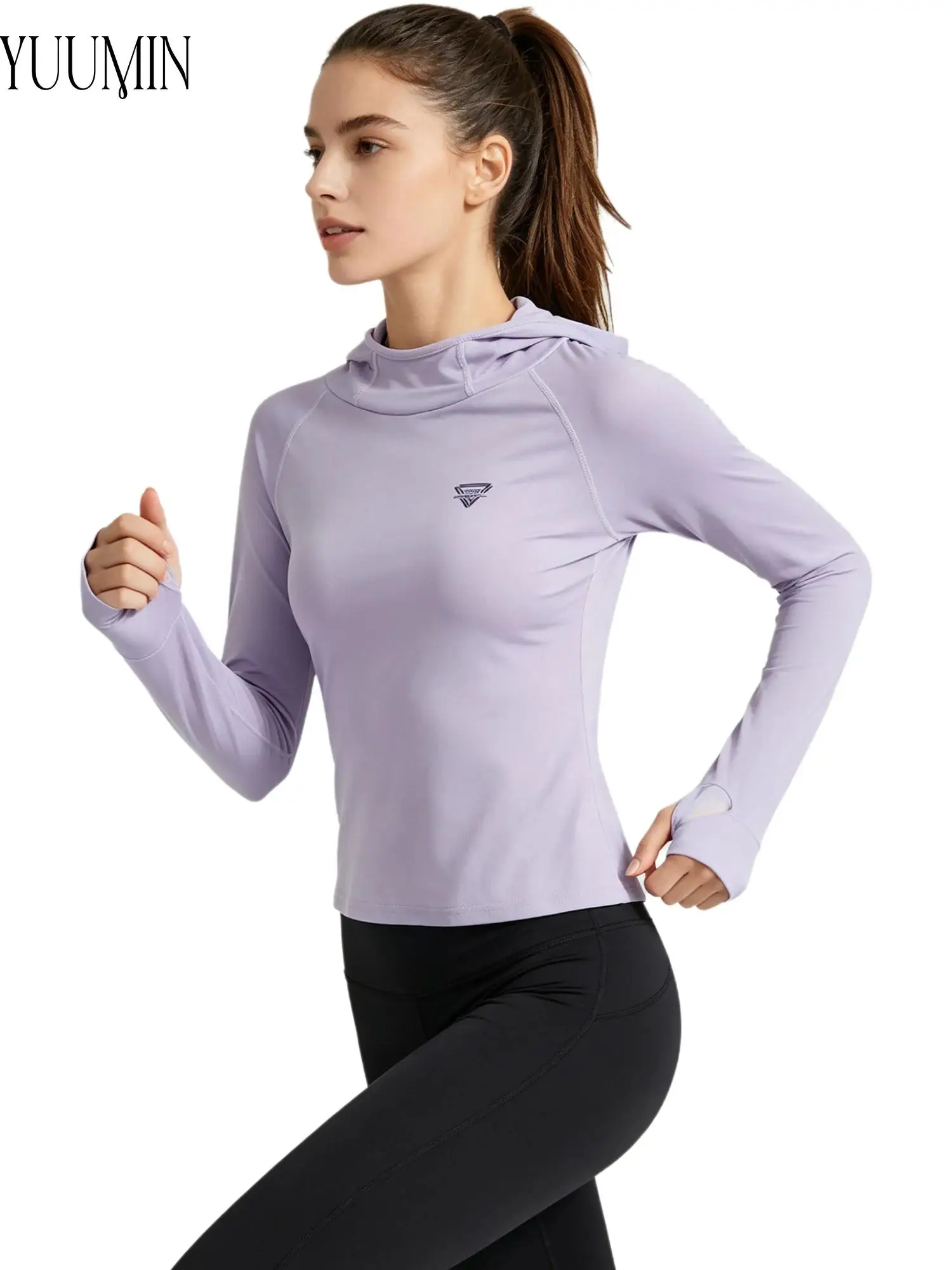 

Women Quick Dry Sun Protection Hoodie Long Sleeve UPF50+ Breathable Lightweight for Running Cycling Badminton Outdoor Summer