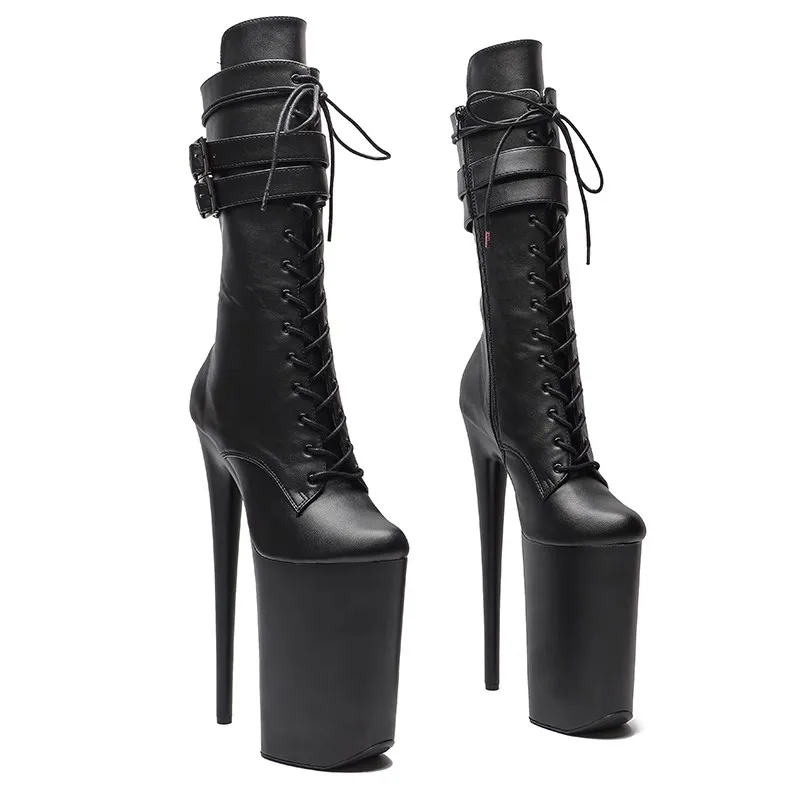 

LAIJIANJINXIA New 26CM/10inches Matte PU Upper Sexy Exotic High Heel Platform Women's Party Boots Pole Dance Shoes 001