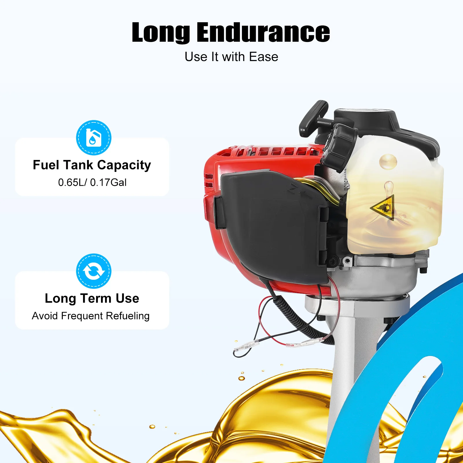 CNCEST 35.8CC 900W 4 السكتة الدماغية الغاز ملموسة الرطب المسمار، الطاقة التجارية المسمار الاهتزازي المسمار قوة الغاز تهتز الخرسانة