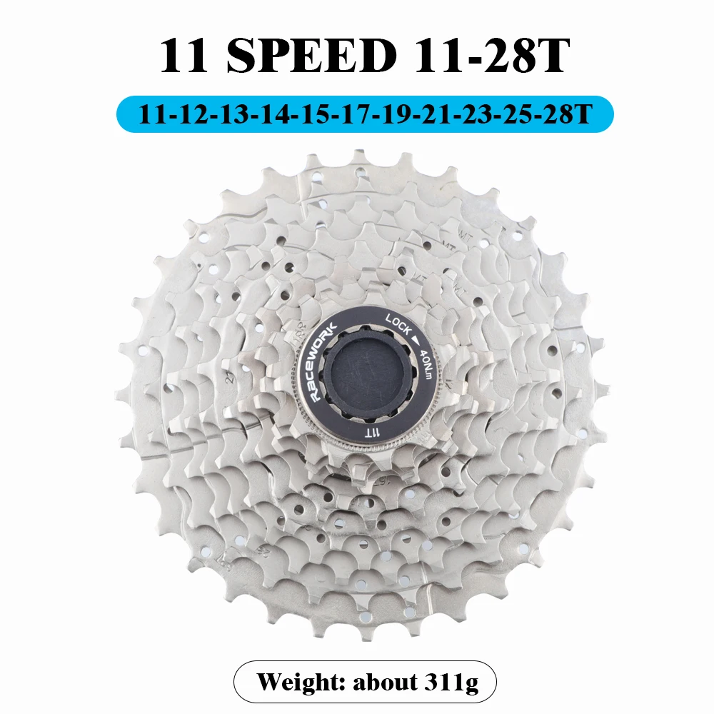 RACEWORK Rennrad 11-Gang-Kassette 28/32/34T Fahrrad 12S Freilauf Gold Silber Regenbogen Schwungrad für Shimano 105 R7000 R8000 – Detail 3
