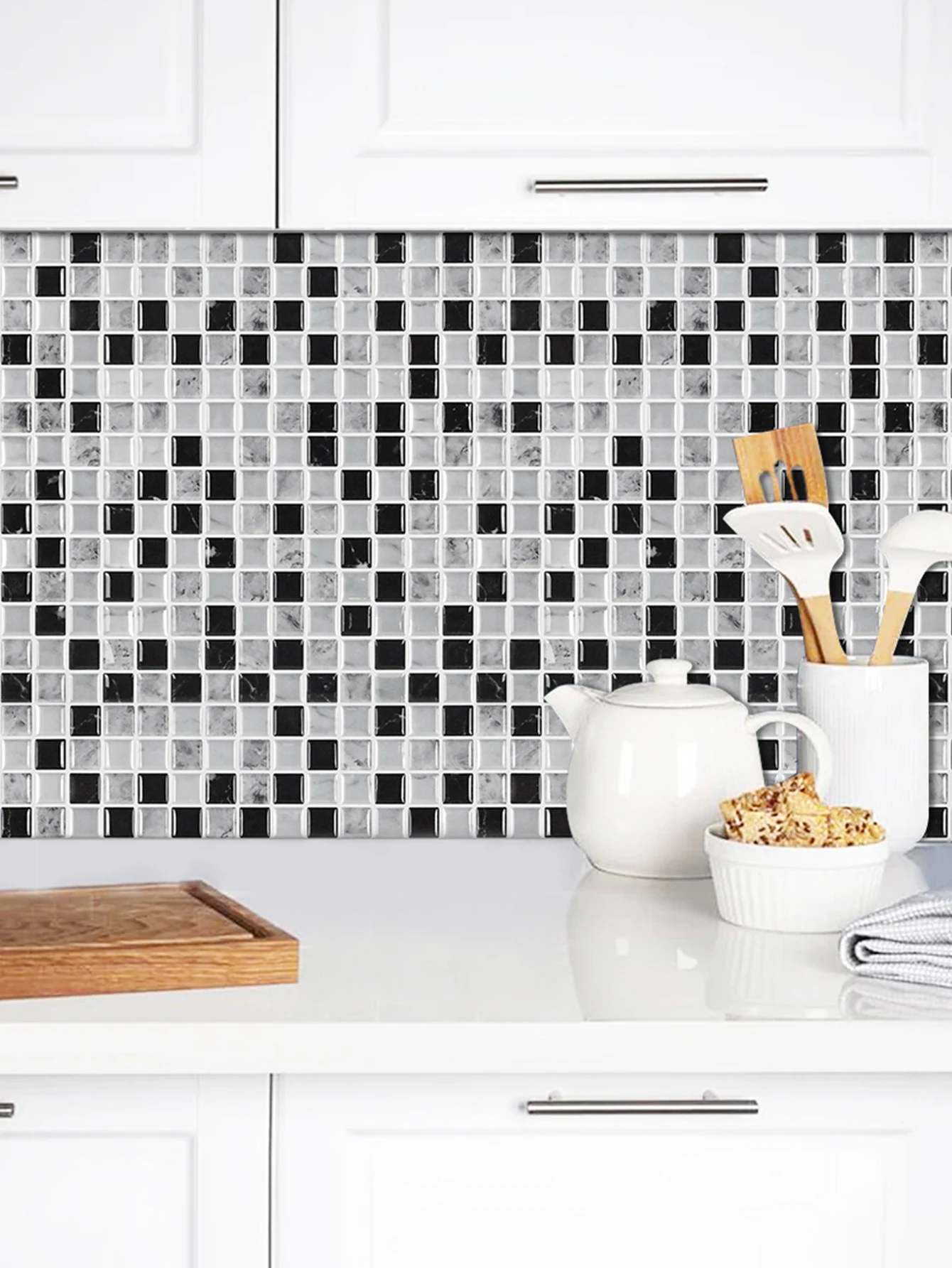 10 PCS 3D Mosaic Adhesive Wall Wallpaper Peel And Stick Wall Tiles Home Decoration Waterproof Wall Stickers For Kitchen And Sink