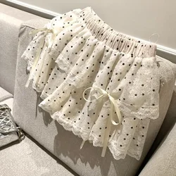 Korean Fashion Sweet Dot Lace Bow Mini Skirt Women Y2k Harajuku A-line Skirt 2024 Summer Hot Girl Elastic High Waist Cake Skirts