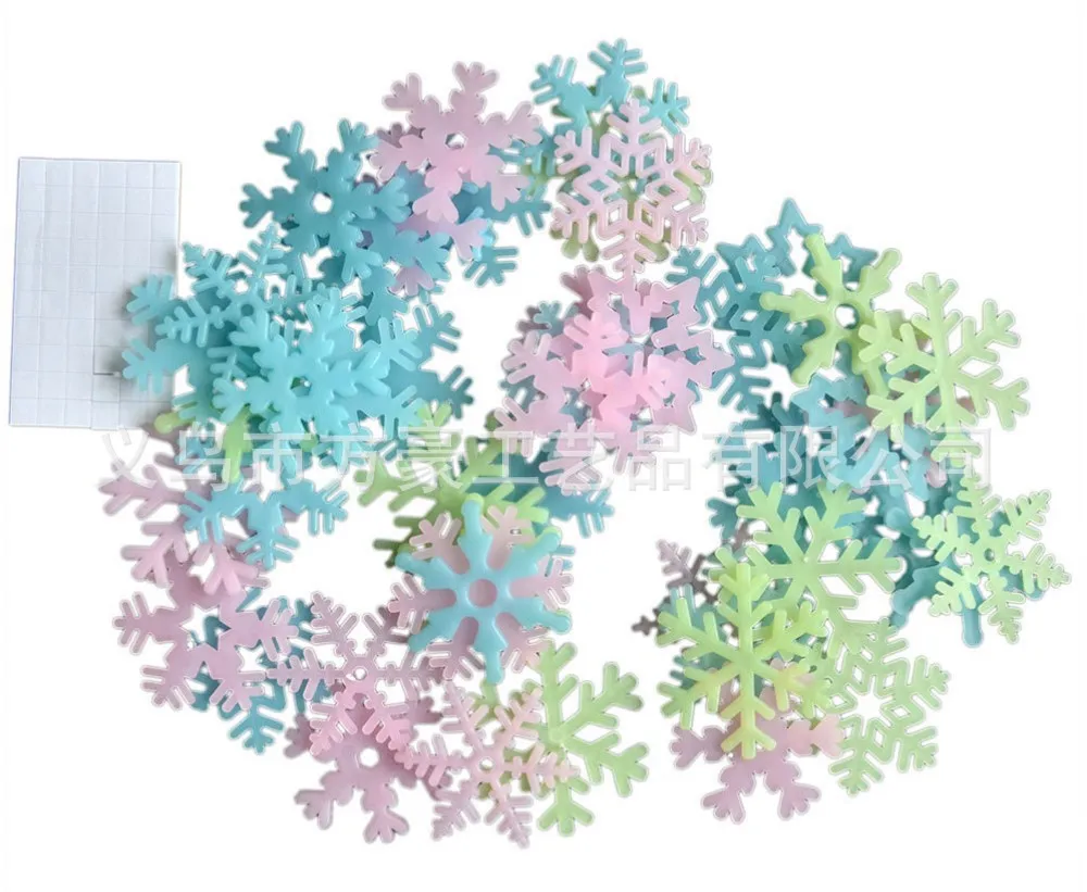 CHEN LIN 100PCS Colorful 3D Luminous Snowflake Wall Stickers Glow In The Dark Decal for Kids Baby Rooms Bedroom Christmas Decor