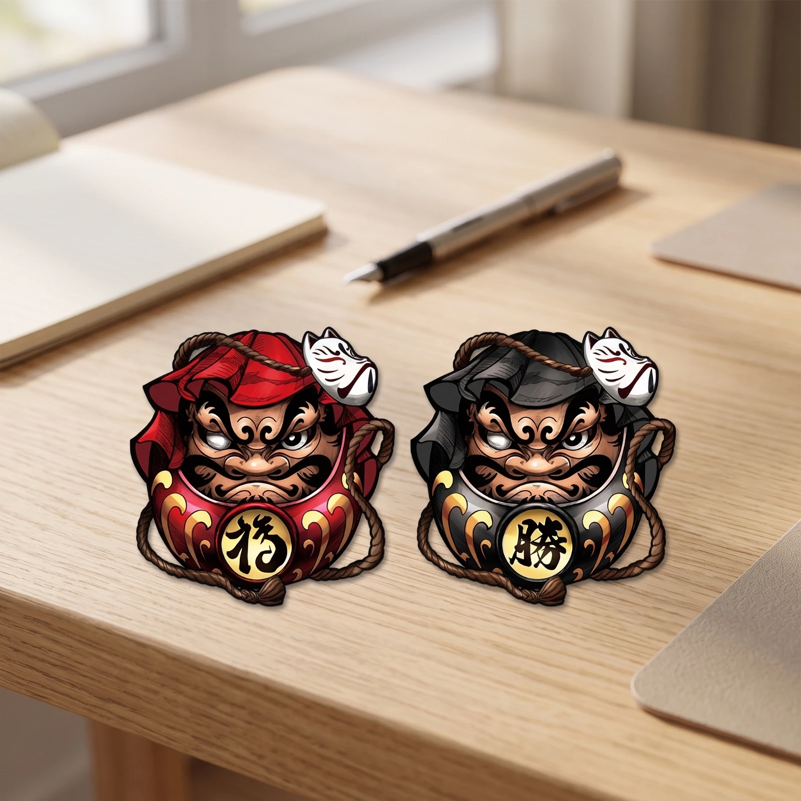 Daruma Decal with Chinese Character Long-Lasting Daruma Decal Cartoon Sticker Bold Playful for Car Enthusiasts, Cars, Scooters