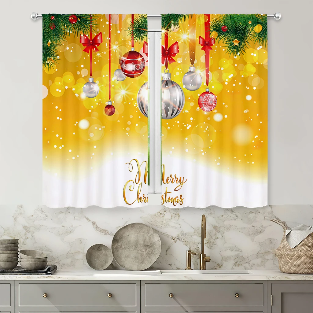 2pcs Christmas Window Curtains, Curtains Featuring Cartoon Christmas Tree Prints, Decorative Curtains For Children's Rooms.