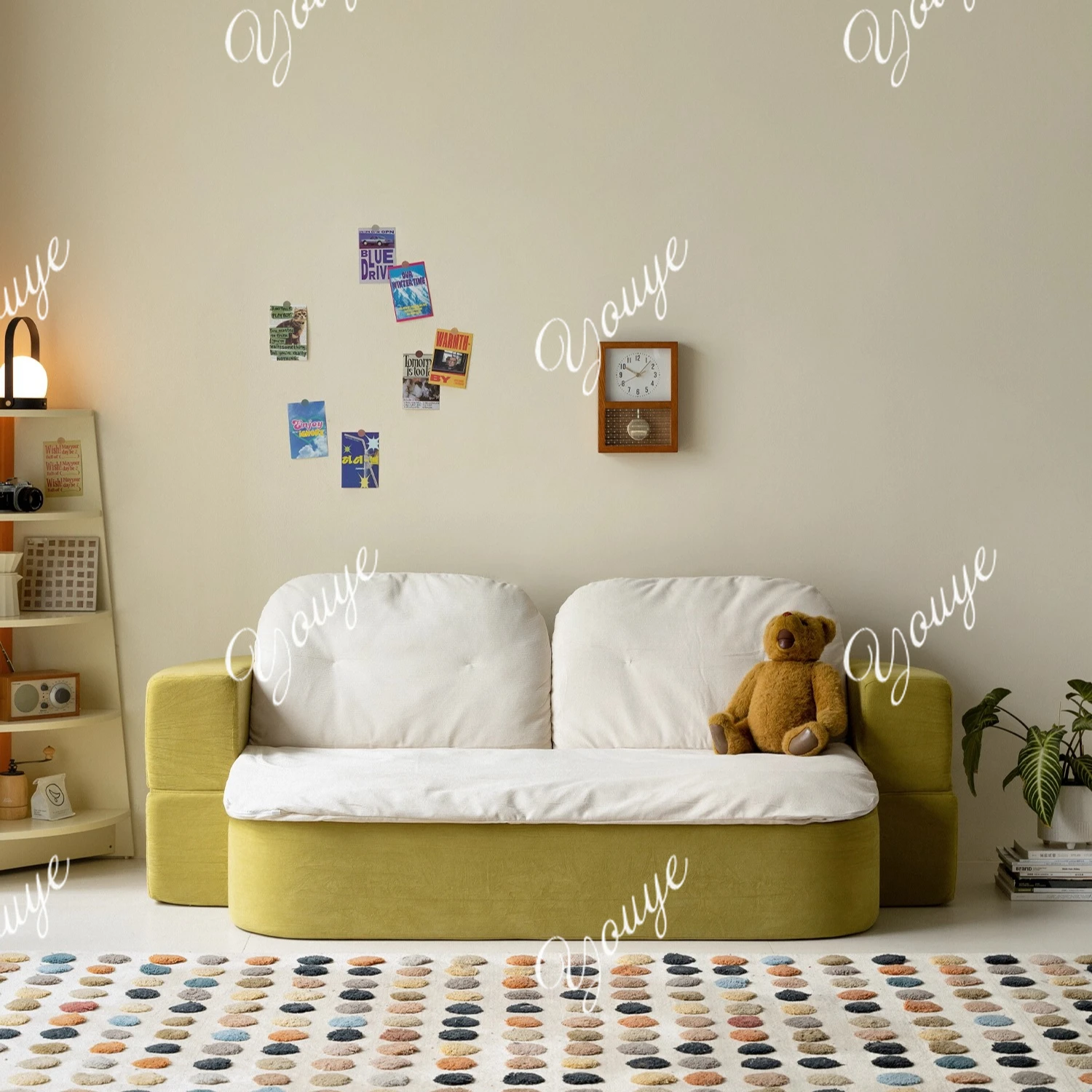 

Mousse sofa cream wind sofa foldable dual-purpose living room small apartment multi-functional single bed