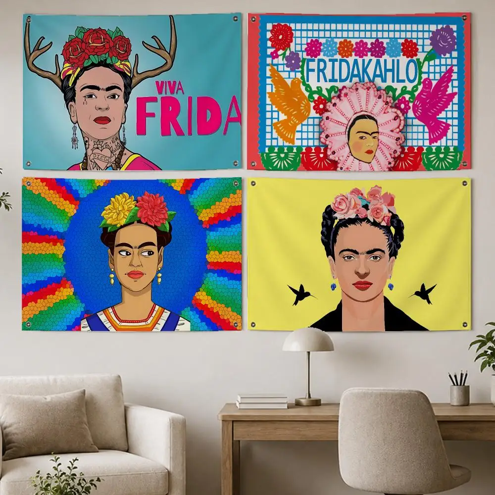 Hot Artist Frida Kahlo Flags Room Home Decor Wall‑Hanging Art Banner, Outdoor for Bedroom Party Background Decoration