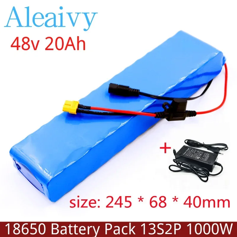 

E-bike 48v Battery Pack 20Ah 18650 Lithium Ion Battery 13S2P 1000w Bike Motorcycle Conversion Kit Electric Scooter BMS +Charger