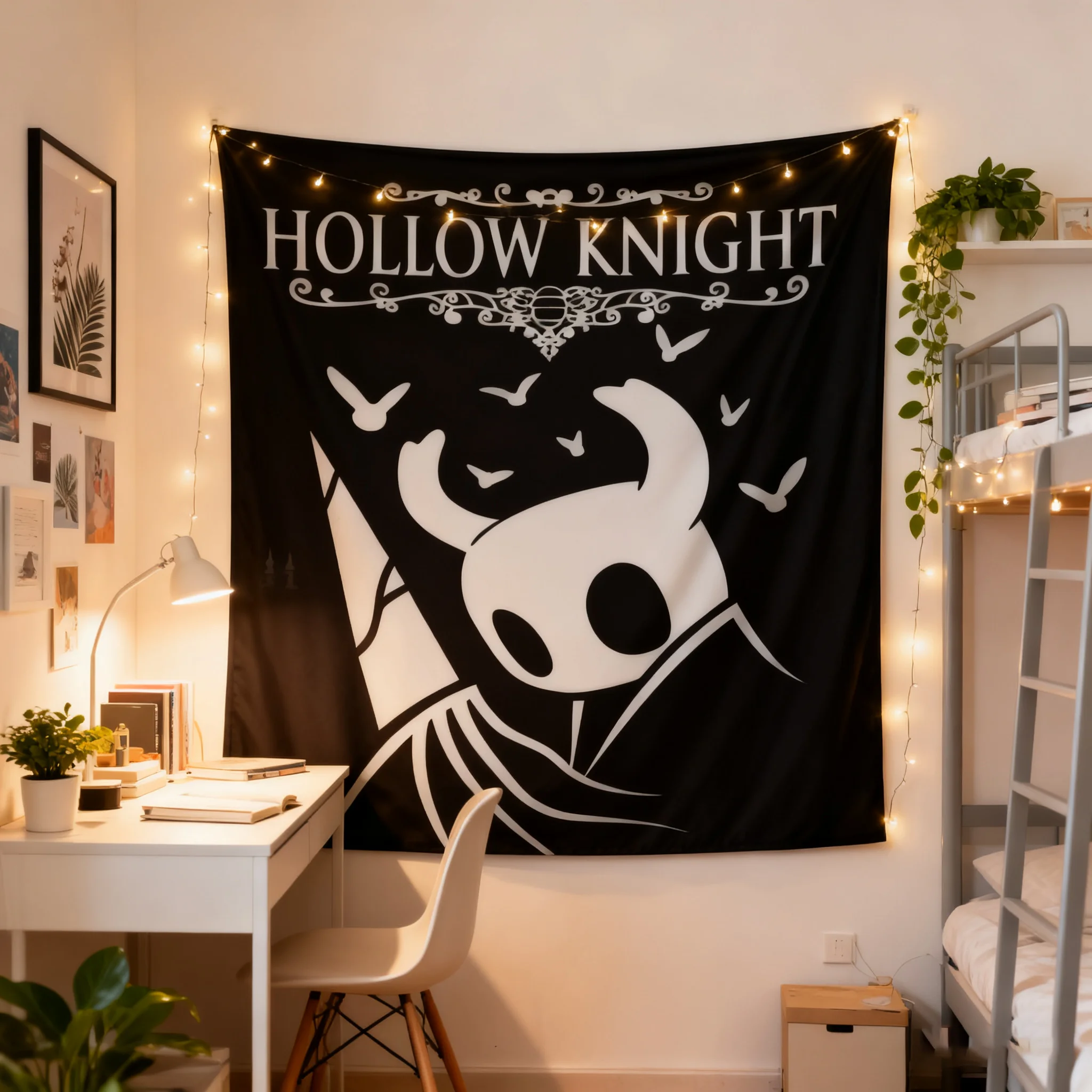 JIT Cartoon Hollow Knight نسيج صديق للبيئة قابل للغسل في الغسالة ديكور جداري مثالي لغرف المعيشة وغرف النوم والمساكن