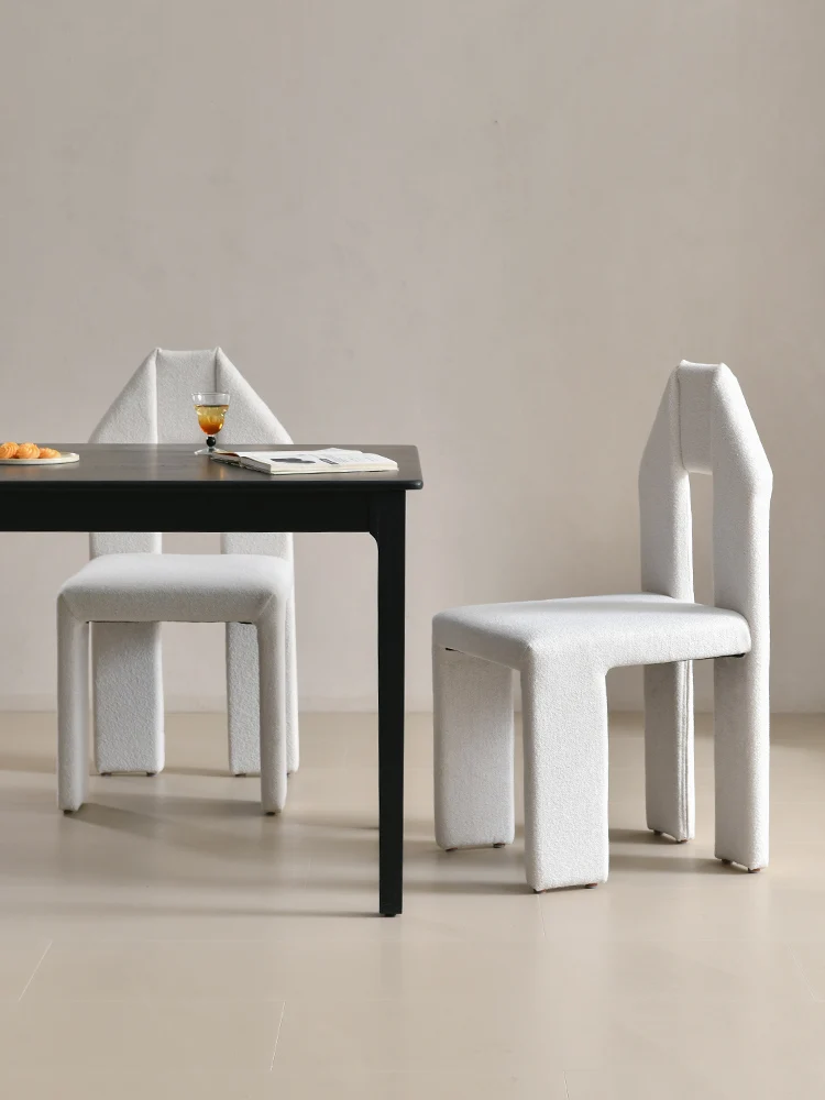 Modern designer dining chair with white fleece shape for home creation