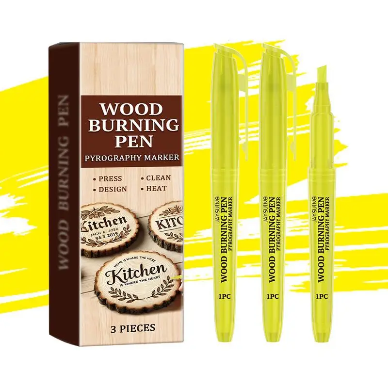 Wood Burning Marker Marker For Burning Wood Do-it-Yourself Kit 3X Pen For Burning Wood For Do-it-Yourself Stencil And Crafts