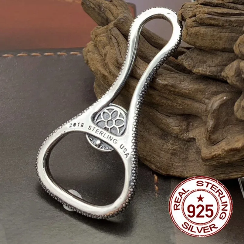 S925 Pure Silver Cherry Blossom Beer Bottle Opener Bottle Opener Wine Driver Opener Accessories