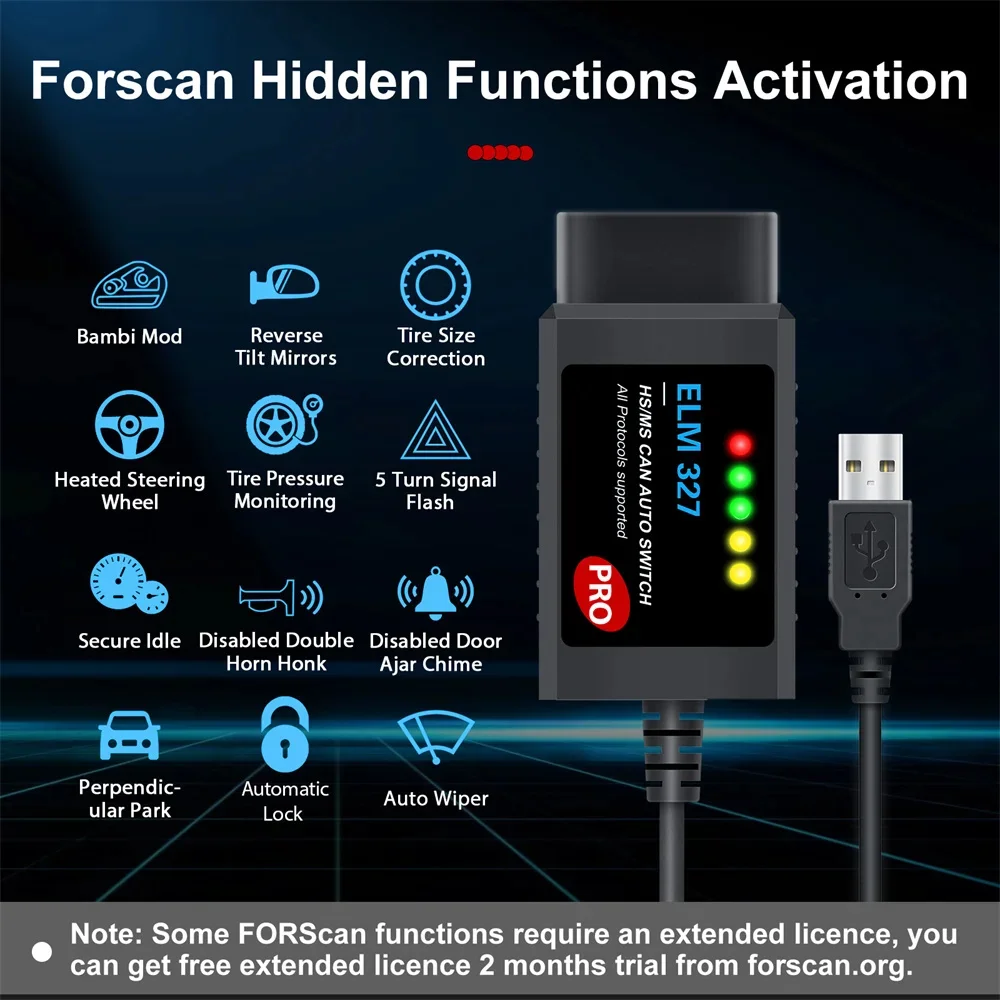 Forscan Pro OBD2 Scanner ELM327 V1.5 For Ford Mazda Lincoln Car Diagnostic Tools USB Drive CH340 HS-CAN MS-CAN With PIC18F25K80
