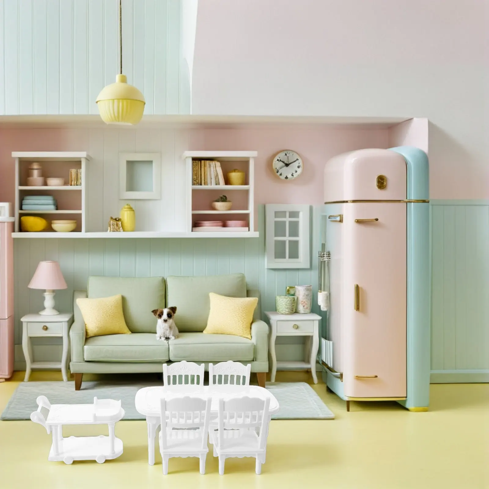 

1Set Miniature Table and Chairs Set Realistic Texture Plastic Dollhouse Kitchen Furniture for Miniature Dining Room Accessories