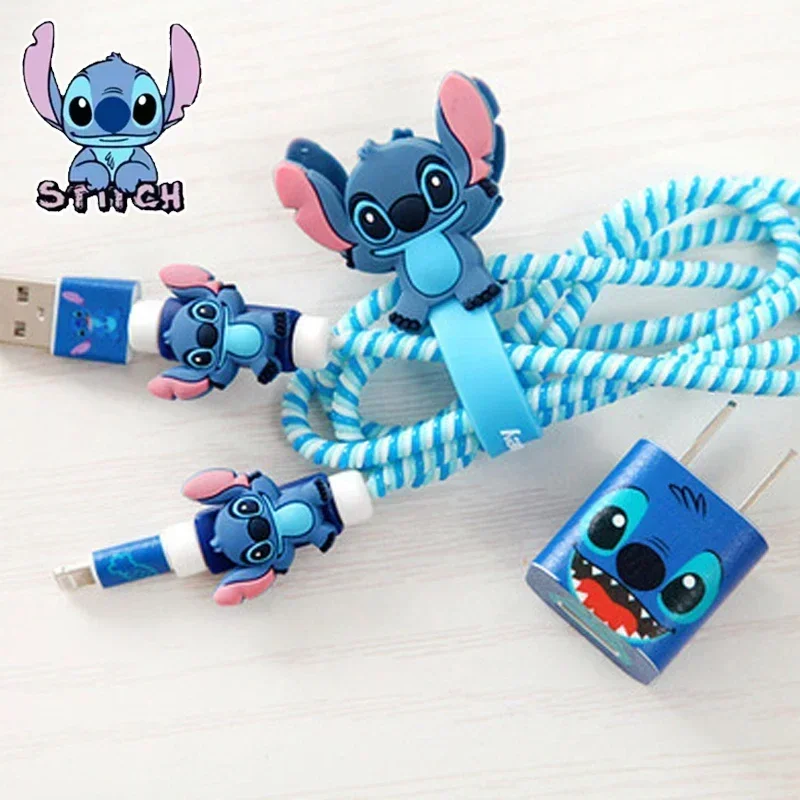 Disney Action Figur Stich Handy Datenkabel Schutzhülle Cartoon Minnie Datenkabel Schutzs eil DIY Geburtstags geschenk