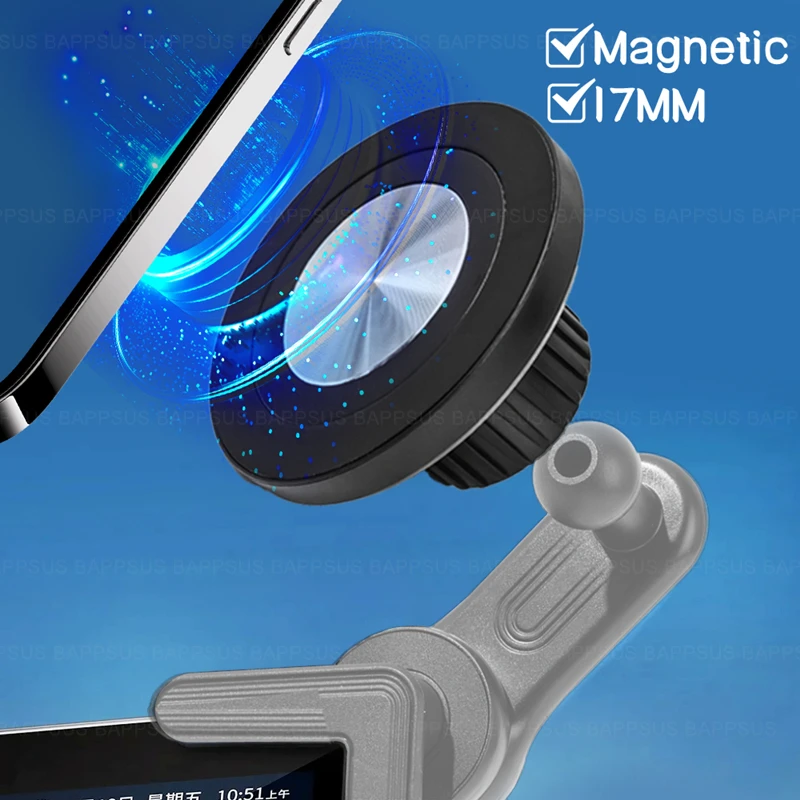 

Магнитный автомобильный держатель для телефона с шаровой головкой 17 мм, магнитное крепление для iPhone 16 15 Samsung Mi, подставка для мобильного телефона, аксессуары для ленивого кронштейна