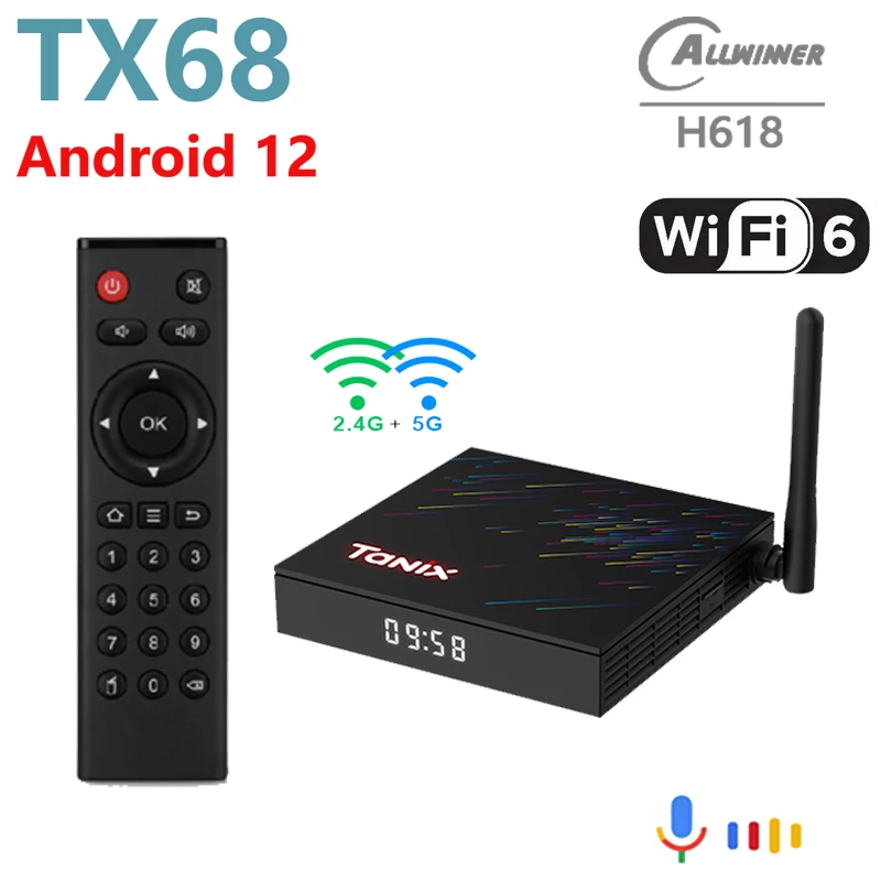 Tanix TX68 Smart TV BOX Android 12 Allwinner H618 Wifi6 2.4G 5.8G Wifi BT5.0 AV1 6K 4K Mediaspeler Set-top box 4GB64GB tvbox