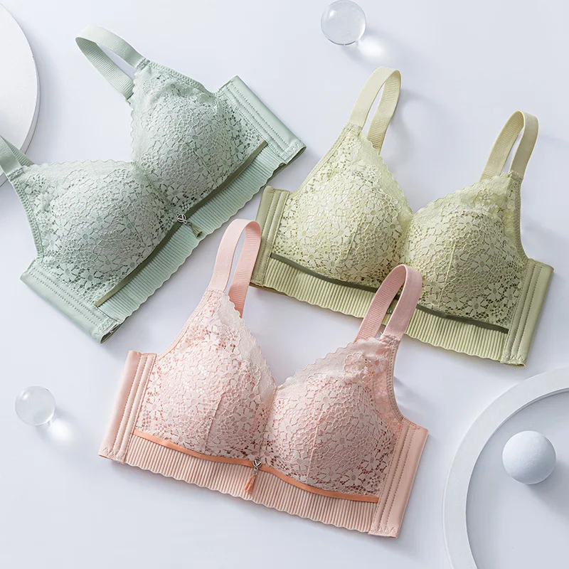 No Underwire Small Chest Bra Gather Anti-Sagging Wipe Chest Comfortable Breathable Underwear Women's Lace Upper Support Bra