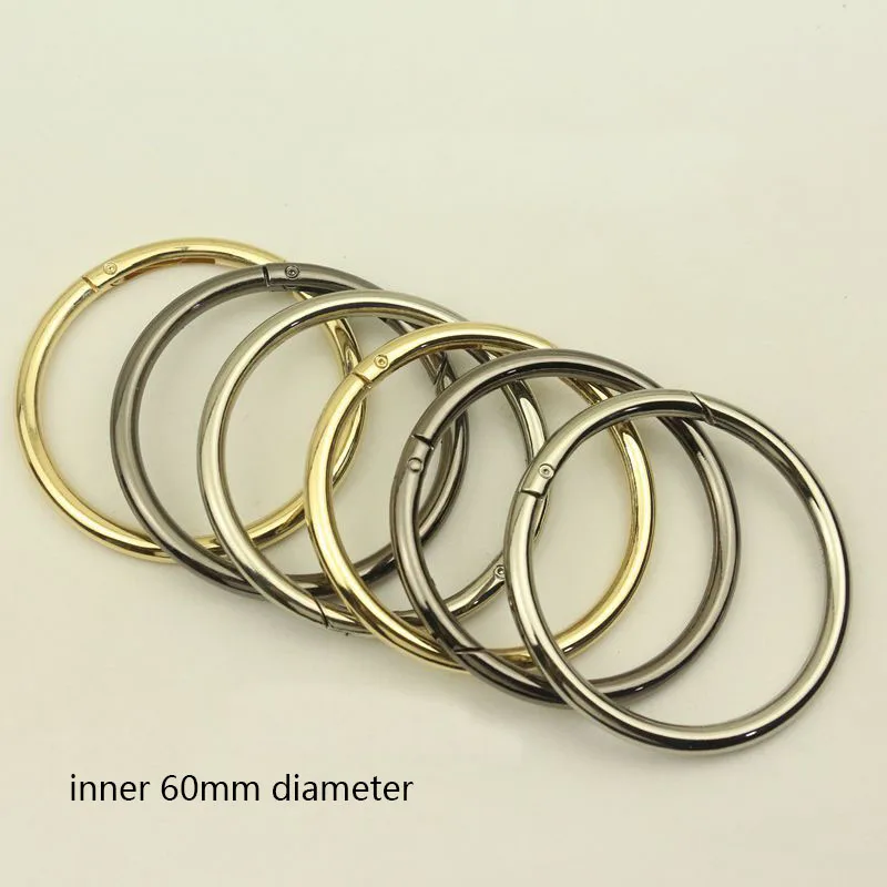 

10Pcs 60mm Metal O Ring Buckle 6mm Circle Connection Spring Hook DIY Bag Strap Belt Buckles Dog Collar Webbing Clasp Accessory