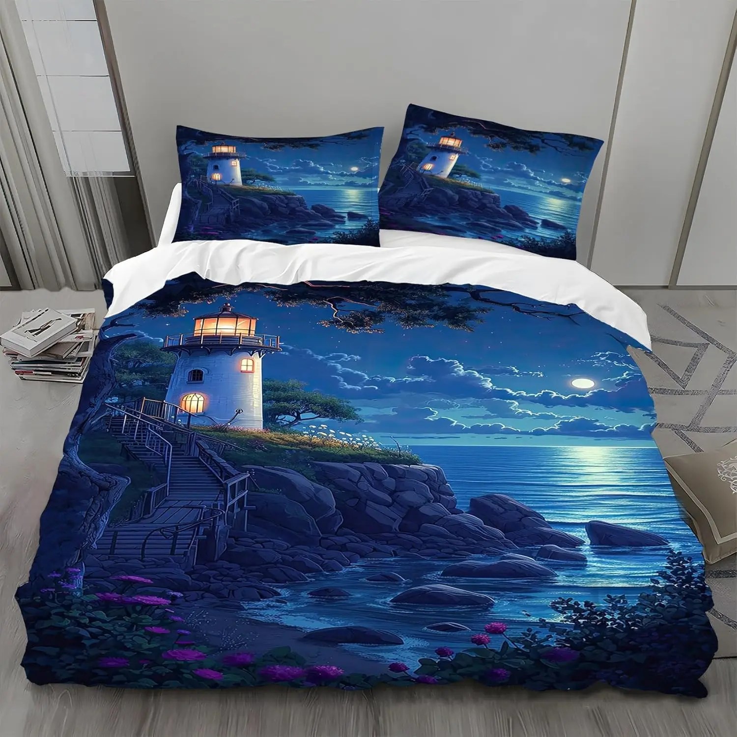 Capa de edredão personalizada estilo costeira ou foto personalizada conjunto de cama foto personalizada capa de edredão ultra macia + fronha