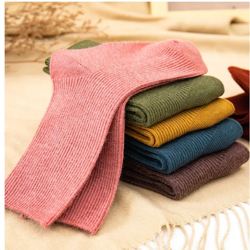 1 Pair Warm Wool Kids Sock for Boy Girl Sporty Fashion Solid Color Calf Sock for Children Autumn Winter Cashmere Warm Sock