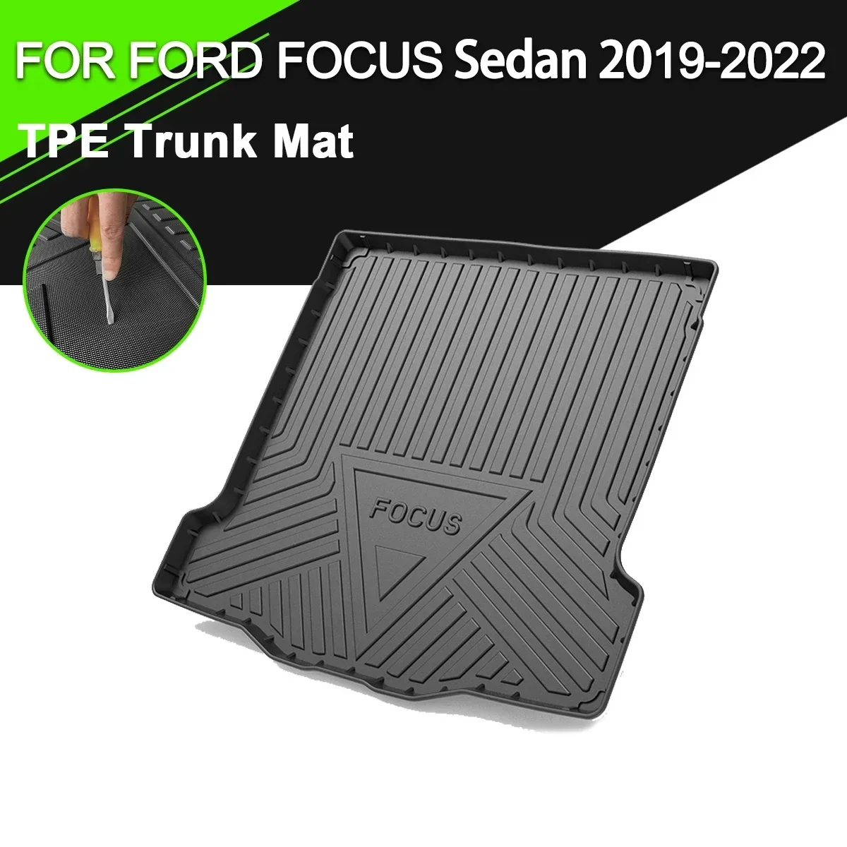 

Car Rear Trunk Cover Mat Rubber TPE Waterproof Non-Slip Cargo Liner Accessories For Ford Focus Sedan 2019-2022
