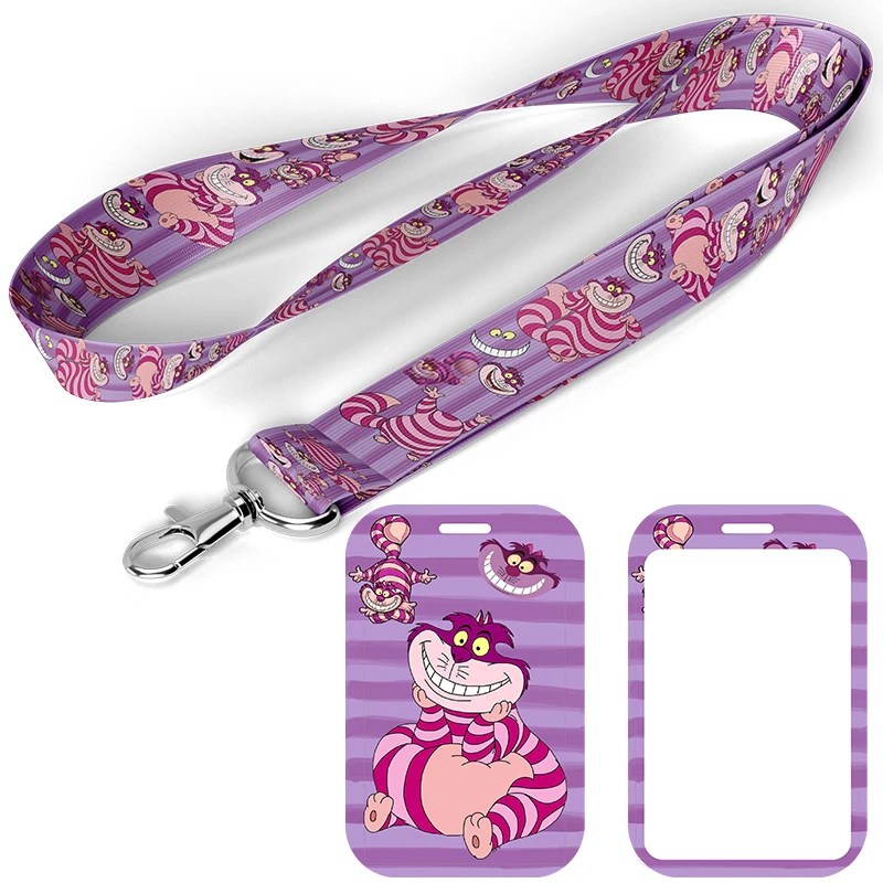 D1408 Alice in Wonderland cheshire cat Lanyard Badge Holder ID Card Lanyard Phone Rope Key Lanyard Neck Straps Keychain Key Ring