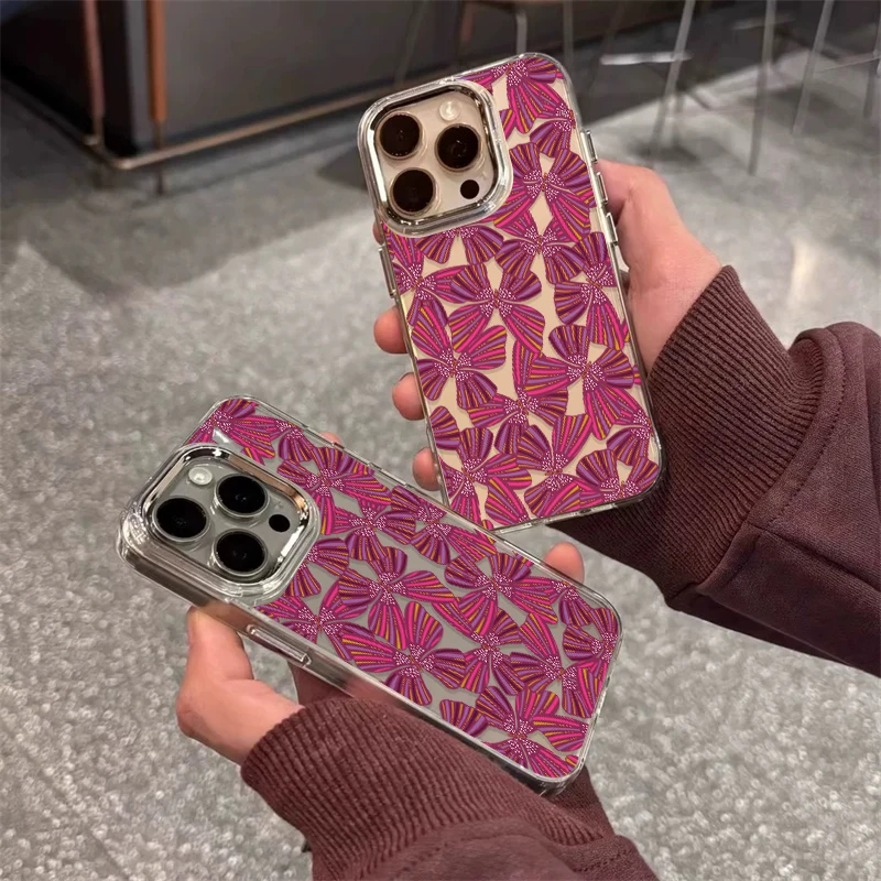 Для iPhone 17, 16, 15, 14, 13, 12, 11 Pro Max Чехол для телефона с бантиком и узором, силиконовый чехол для iPhone 7, 8 Plus XS XR X 16E Fundas