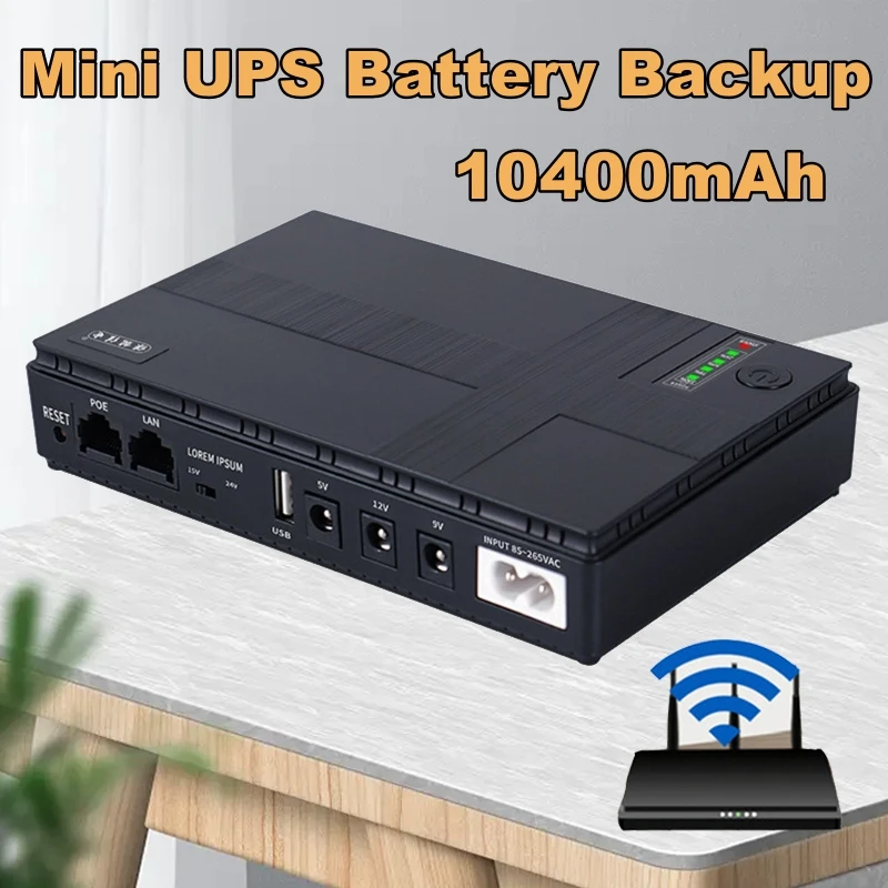 10400MAH 18W Mini Portable UPS Supply 5V 9V 12V Mini UPS Battery Backup Uninterruptible Power Supply For Wifi Router IP Cam