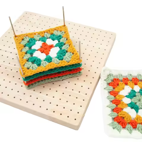 Handcrafted Wooden Crochet Block Plate Reusable Bamboo Grid Knitting Board Weaving Crochet Knitting Blocking Mat for Crafters