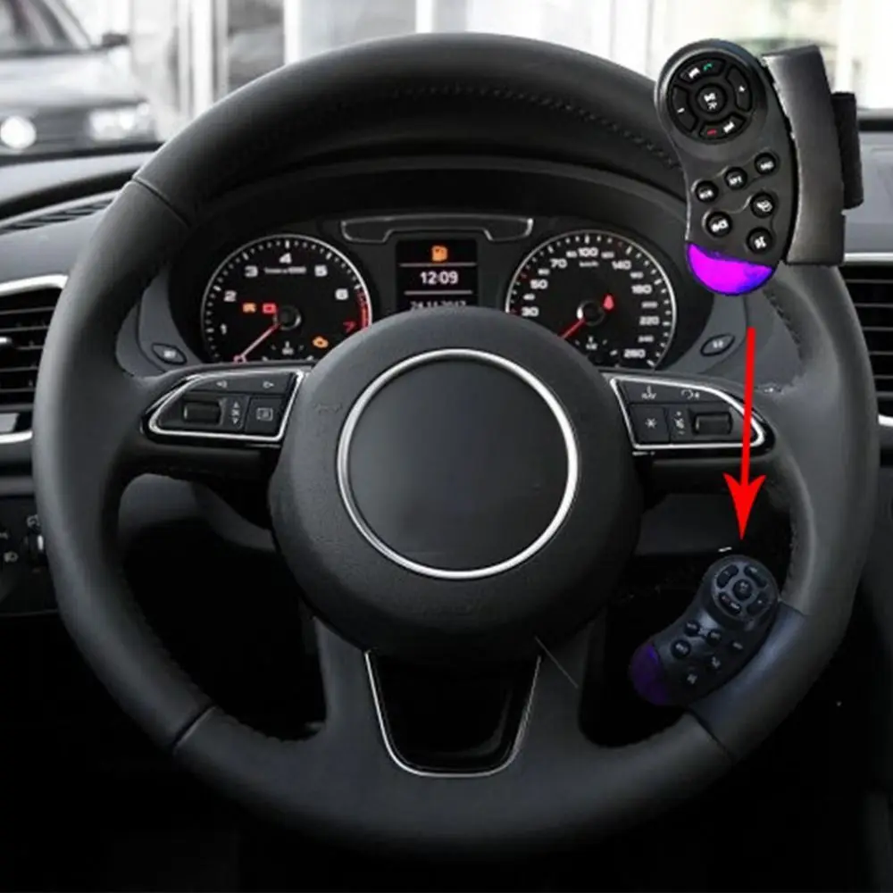 Wireless Steering Wheel Remote Control 11-Key Steering Wheel Switch Button Remote Control Car Navigation Media Music Player